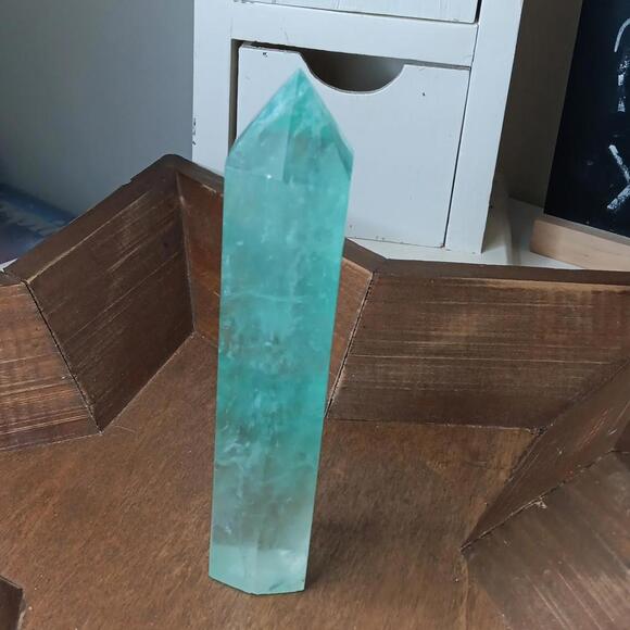 Green Flourite crystal tower